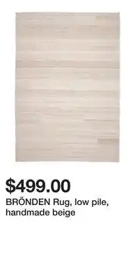 IKEA BRÖNDEN Rug, low pile, handmade beige offer