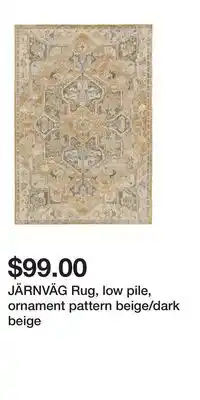 IKEA JÄRNVÄG Rug, low pile, ornament pattern beige/dark beige offer