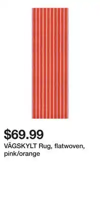 IKEA VÄGSKYLT Rug, flatwoven, pink/orange offer