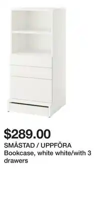 IKEA SMÅSTAD / UPPFÖRA Bookcase, white white/with 3 drawers offer