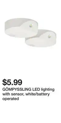 IKEA GÖMPYSSLING LED lighting with sensor, white/battery operated offer