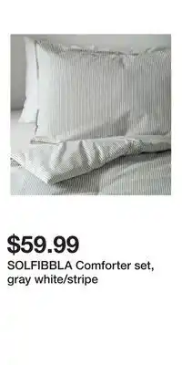 IKEA SOLFIBBLA Comforter set, gray white/stripe offer