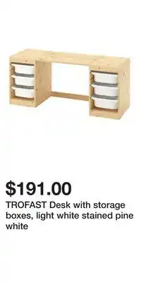 IKEA TROFAST Desk with storage boxes, light white stained pine white offer