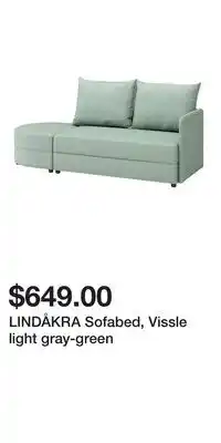 IKEA LINDÅKRA Sofabed, Vissle light gray-green offer