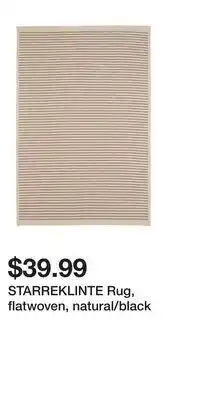 IKEA STARREKLINTE Rug, flatwoven, natural/black offer