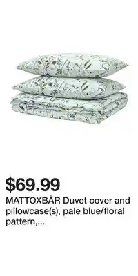 IKEA MATTOXBÄR Duvet cover and pillowcase(s), pale blue/floral pattern, King offer