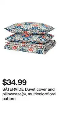 IKEA SÄTERVIDE Duvet cover and pillowcase(s), multicolor/floral pattern offer