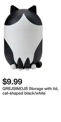 IKEA GREJSIMOJS Storage with lid, cat-shaped black/white offer
