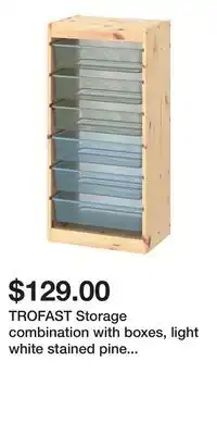 IKEA TROFAST Storage combination with boxes, light white stained pine green-gray/gray-blue offer