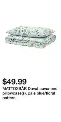 IKEA MATTOXBÄR Duvet cover and pillowcase(s), pale blue/floral pattern offer