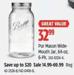 Canadian Tire Pur Mason Wide- Mouth Jar offer