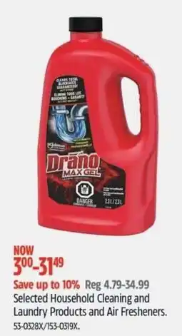 Canadian Tire DRANO Selected Household Cleaning and Laundry Products and Air Fresheners offer