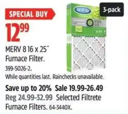 Canadian Tire Merv 8.16 x 25" furnace filter offer