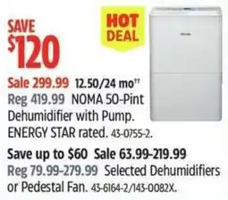 Canadian Tire Noma 50-pint dehumidifier with pump offer