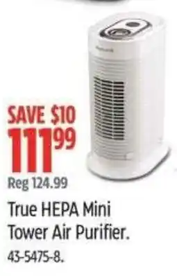 Canadian Tire True hepa mini tower air purifier offer
