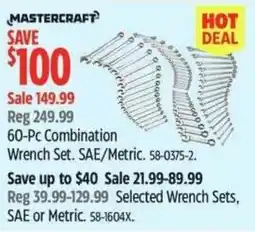 Canadian Tire MASTERCRAFT Combination Wrench Set. SAE/Metric offer