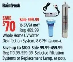 Canadian Tire RAINFRESH Whole Home UV Water Disinfection System offer