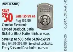 Canadian Tire SCHLAGE Camelot Electronic Keypad Deadbolt offer