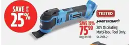 Canadian Tire MASTERCRAFT 20V Oscillating Multi-Tool, Tool Only offer