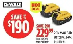 Canadian Tire DEWALT 20V MAX 5Ah Battery offer