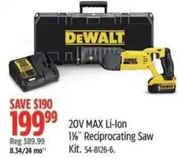 Canadian Tire 20V MAX Li-Ion 1½" Reciprocating Saw kit offer