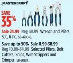Canadian Tire MASTERCRAFT Wrench and Pliers Set offer