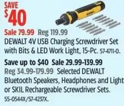 Canadian Tire DEWALT 4V USB Charging Screwdriver Set with Bits & LED Work Light offer