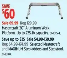 Canadian Tire Mastercraft 20" Aluminum Work Platform offer