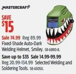 Canadian Tire MASTERCRAFT Fixed-Shade Auto-Dark Welding Helmet, Smiley offer