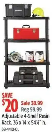 Canadian Tire Adjustable 4-Shelf Resin Rack offer