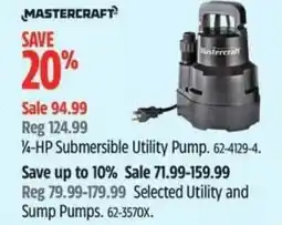 Canadian Tire MASTERCRAFT Submersible Utility Pump offer