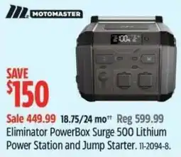 Canadian Tire MOTOMASTER Eliminator PowerBox Surge 500 Lithium Power Station and Jump Starter offer