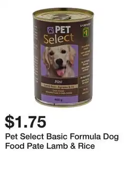 Dollarama Pet Select Basic Formula Dog Food Pate Lamb & Rice offer