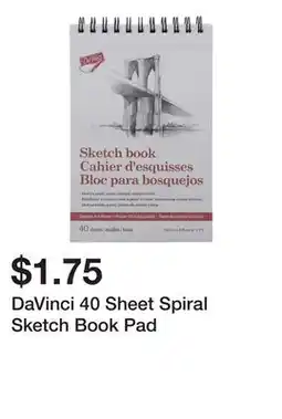 Dollarama DaVinci 40 Sheet Spiral Sketch Book Pad offer