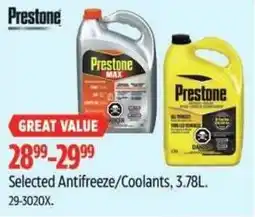 Canadian Tire PRESTONE Selected Antifreeze/Coolants offer