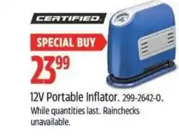 Canadian Tire CERTIFIED 12V Portable Inflator offer