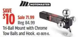 Canadian Tire MOTOMASTER Tri-Ball Mount with Chrome Tow Balls and Hook offer