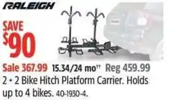 Canadian Tire RALEIGH 2+2 Bike Hitch Platform Carrier. Holds up to 4 bikes offer
