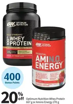 Pharmasave Optimum Nutrition Whey Protein or Amino Energy offer