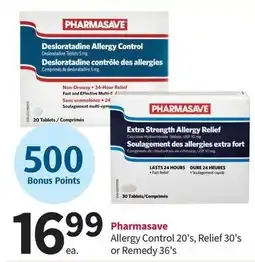 Pharmasave PHARMASAVE Allergy Control 20's, Relief 30's or Remedy 36's offer