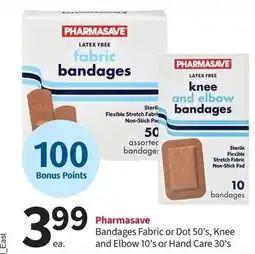 Pharmasave PHARMASAVE Bandages Fabric or Dot 50's, Knee and Elbow 10's or Hand Care 30's offer