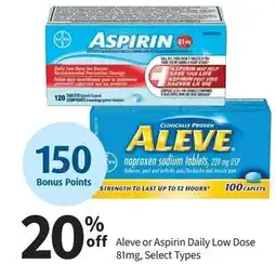 Pharmasave ALEVE or ASPIRIN Daily Low Dose 81mg offer