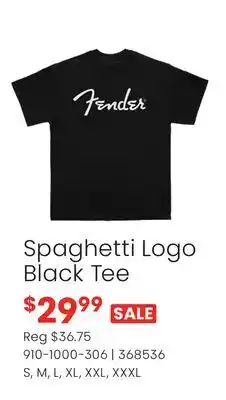 Long & McQuade Fender Spaghetti Logo Black Tee offer
