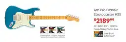 Long & McQuade Fender Am Pro Classic Stratocaster HSS Faded Lake Placid Blue offer