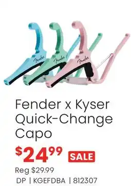 Long & McQuade Kyser Fender x Kyser Quick-Change Electric Guitar Capo - Daphne Blue offer