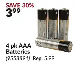 Princess Auto 4 pk AAA Batteries offer