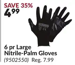 Princess Auto 6 pr Large Nitrile-Palm Gloves offer