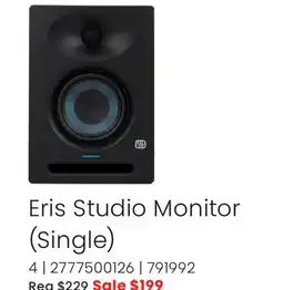 Long & McQuade PreSonus Eris Studio Monitor (Single) offer