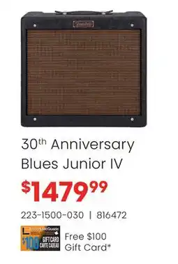 Long & McQuade Fender 30th Anniversary Blues Junior IV offer