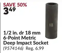 Princess Auto 1/2 in. dr 18 mm 6-Point Metric Deep Impact Socket offer